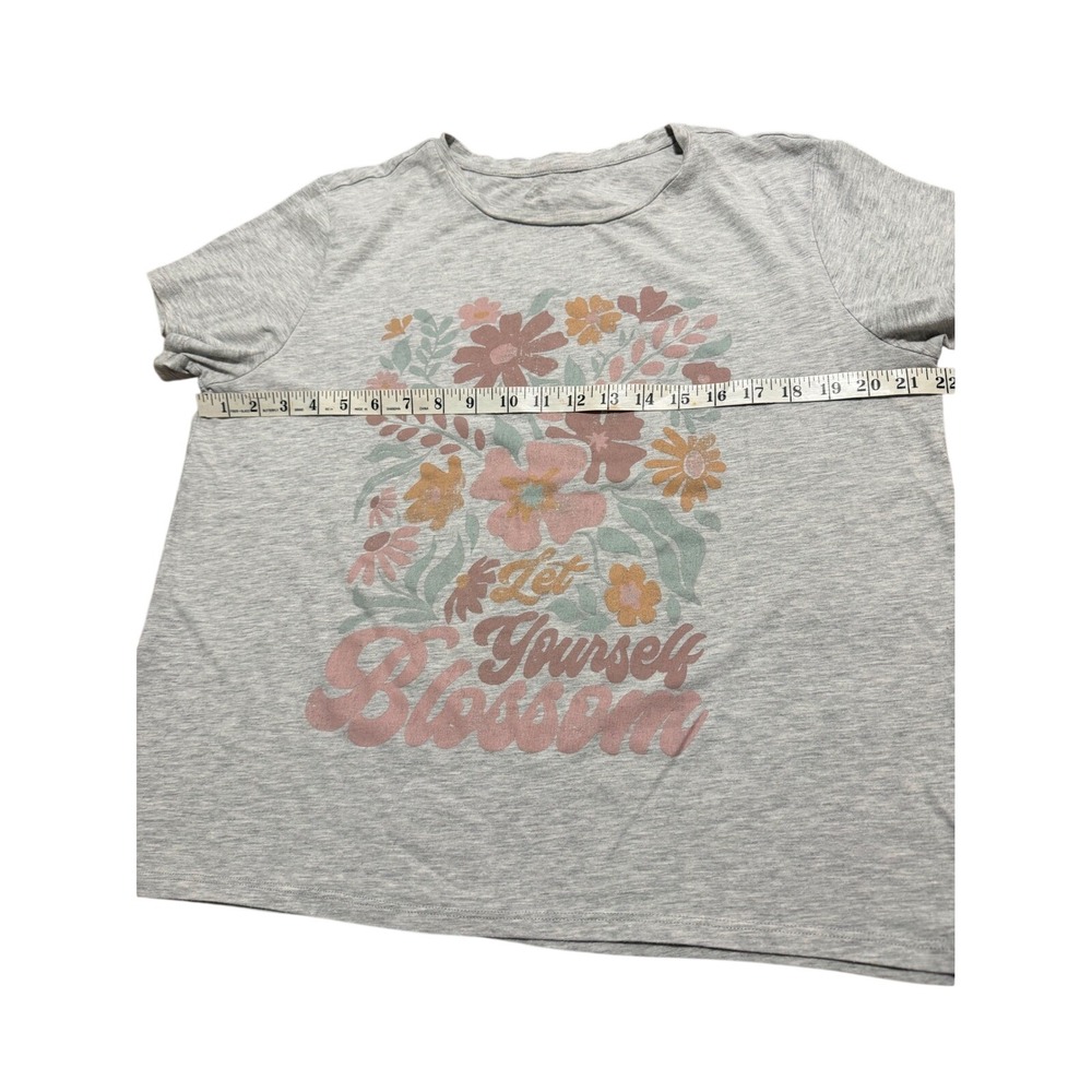 Let Yourself Blossom Floral Graphic T-Shirt Heather Grey Short Sleeve XL - Picture 3 of 7